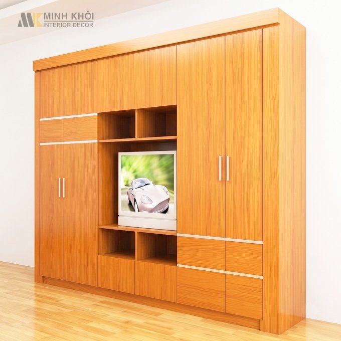 Tủ Áo Quần Có Kệ Để Tivi Đóng Theo Yêu Cầu - TA067