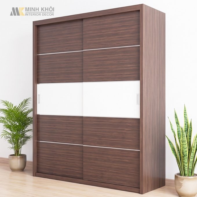 Tủ Áo Quần Cửa Lùa Gỗ MFC Hiện Đại Màu Nâu - TA072