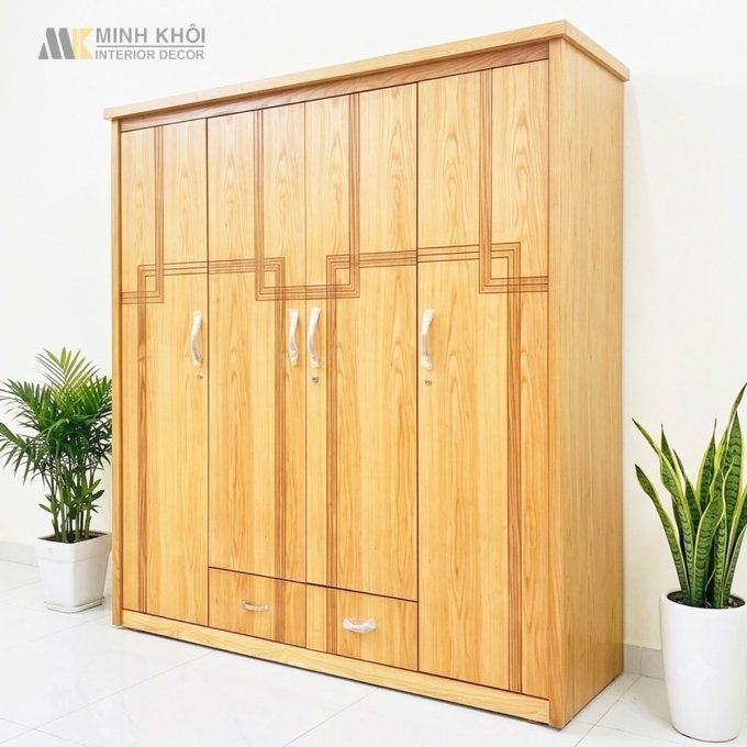 Tủ Áo Quần Gỗ MDF Vân Sồi Tự Nhiên 1m8 - TA003