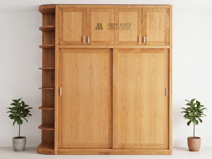 Tủ Áo Sồi Có Kệ Trang Trí - TA959