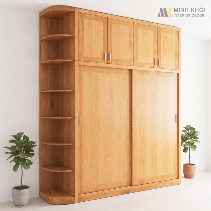 Tủ Áo Sồi Có Kệ Trang Trí - TA959