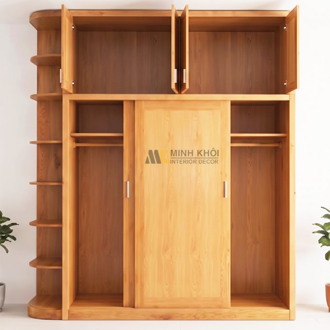 Tủ Áo Sồi Có Kệ Trang Trí - TA959