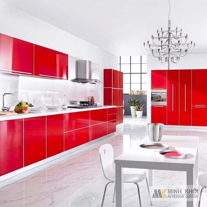 Tủ Bếp Acrylic MDF Màu Đỏ - TB3871