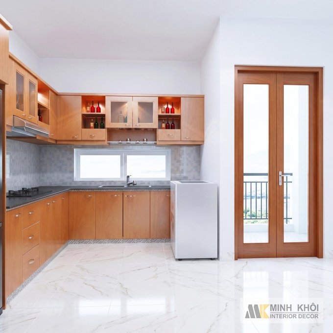 Tủ Bếp Gỗ Sồi Có Cửa Thông Gió - TB2217