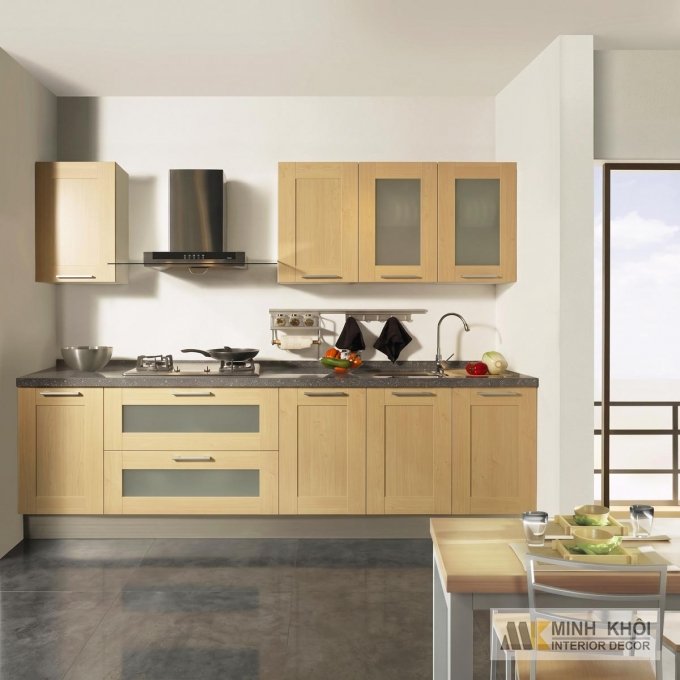 Tủ Bếp Nhỏ Bằng MDF Vân Sồi Tự Nhiên - TB009