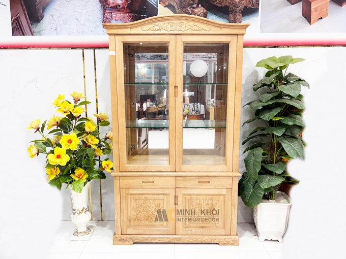 Tủ Chưng Rượu Gỗ Sồi Nga 1m2 - TR2023