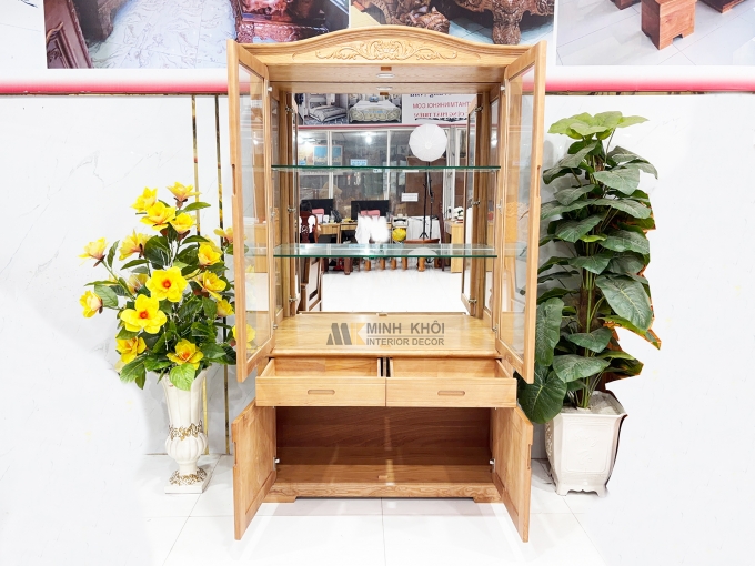 Tủ Chưng Rượu Gỗ Sồi Nga 1m2 - TR2023