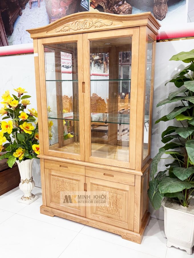 Tủ Chưng Rượu Gỗ Sồi Nga 1m2 - TR2023