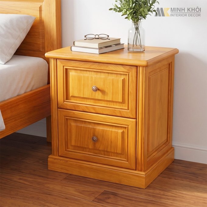 Tủ Đầu Giường Gỗ Gõ Đỏ 2 Hộc Hiện Đại - TDG222