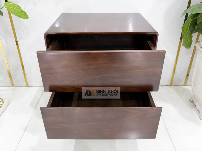 Tủ Đầu Giường Gỗ Sồi Phủ Óc Chó Hiện Đại - TDG233