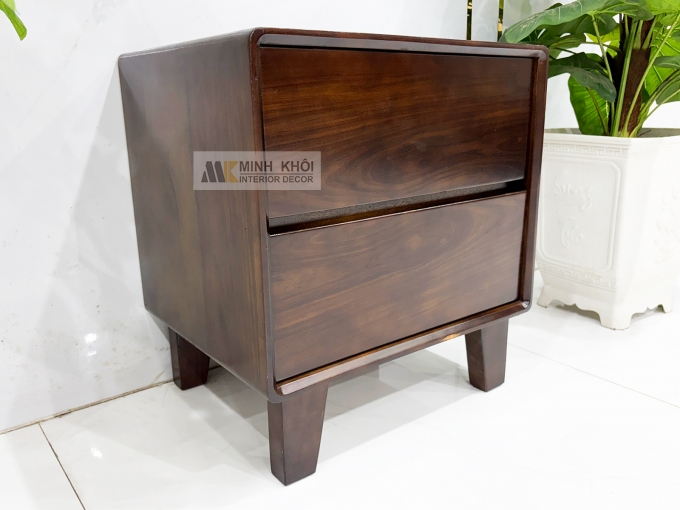 Tủ Đầu Giường Gỗ Sồi Phủ Óc Chó Hiện Đại - TDG233