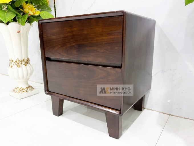 Tủ Đầu Giường Gỗ Sồi Phủ Óc Chó Hiện Đại - TDG233