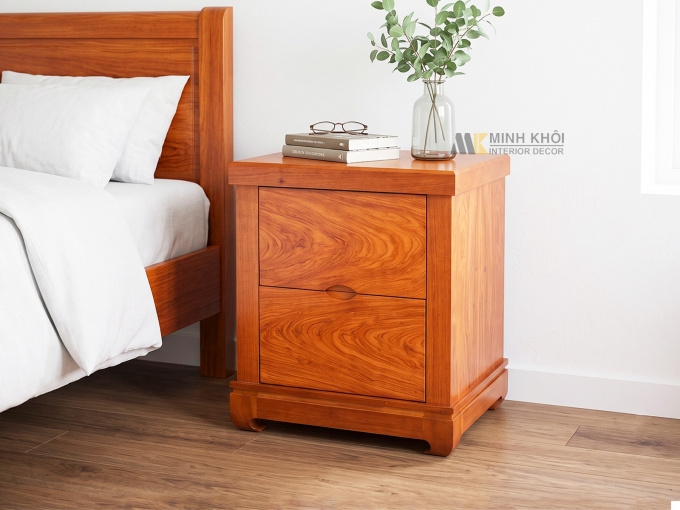 Tủ Đầu Giường Tay Nắm Âm 2 Hộc Kéo - TDG224