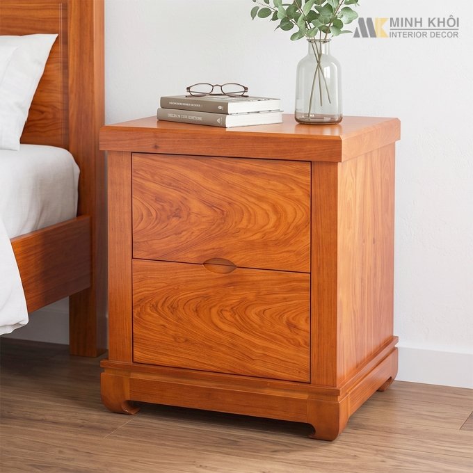 Tủ Đầu Giường Tay Nắm Âm 2 Hộc Kéo - TDG224