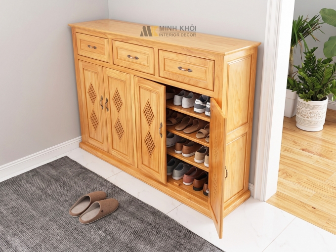Tủ Để Giày Gỗ Gõ Đỏ 1m5 - TGD903