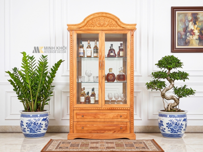 Tủ Để Rượu Gõ Đỏ Mái Vòm 1m2 Cao Cấp - TR2030