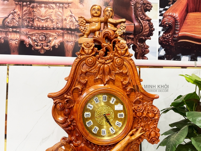 Tủ Đồng Hồ Gỗ Hương Đá Ngọc Nữ Thiên Thần - DH923