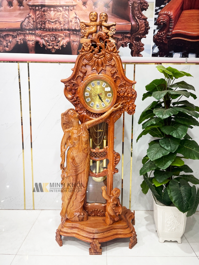 Tủ Đồng Hồ Gỗ Hương Đá Ngọc Nữ Thiên Thần - DH923