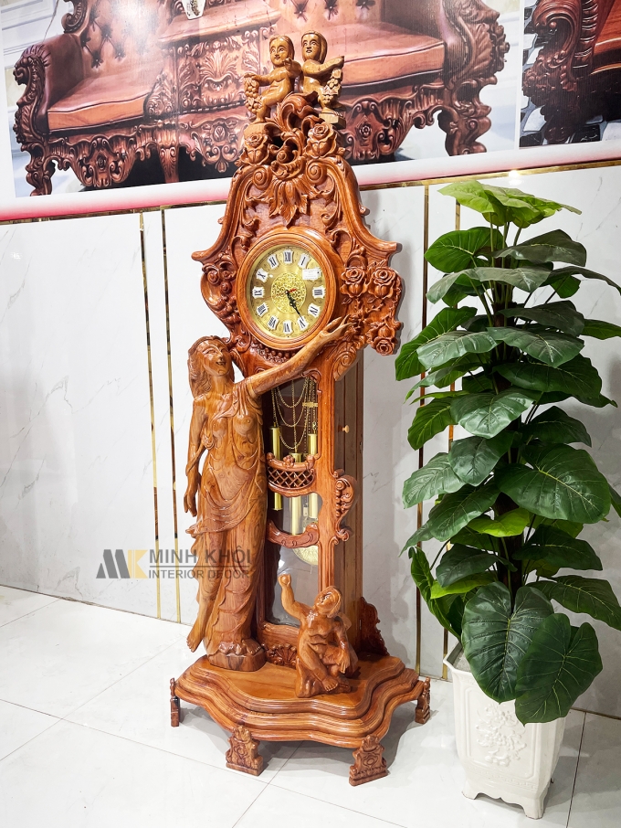 Tủ Đồng Hồ Gỗ Hương Đá Ngọc Nữ Thiên Thần - DH923