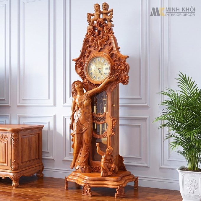 Tủ Đồng Hồ Gỗ Hương Đá Ngọc Nữ Thiên Thần - DH923