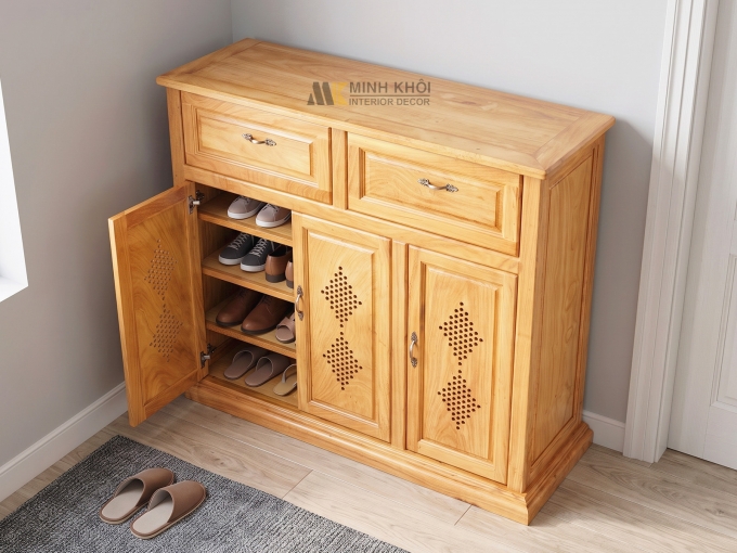 Tủ Đựng Giày Dép Gỗ Gõ Đỏ 1m2 - TGD900