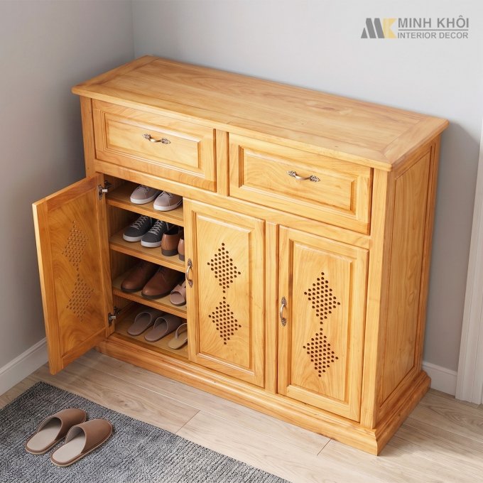 Tủ Đựng Giày Dép Gỗ Gõ Đỏ 1m2 - TGD900