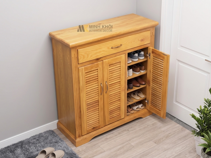 Tủ Đựng Giày Dép Lá Sách Gỗ Sồi 1m - TGD101