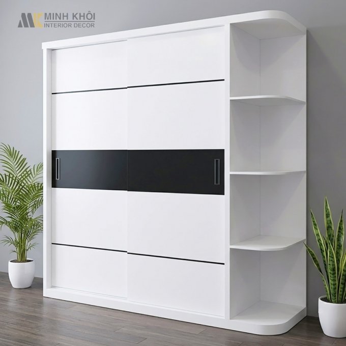 Tủ Đựng Quần Áo Màu Trắng Cửa Lùa 2m - TA668