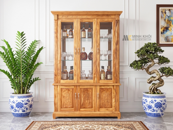 Tủ Đựng Rượu Đẹp Gỗ Hương Xám Hiện Đại - TR2022