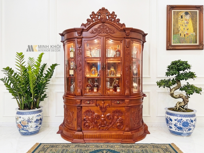 Tủ Đựng Rượu Gỗ Hương Đá Hoàng Gia Cao Cấp - TR2031