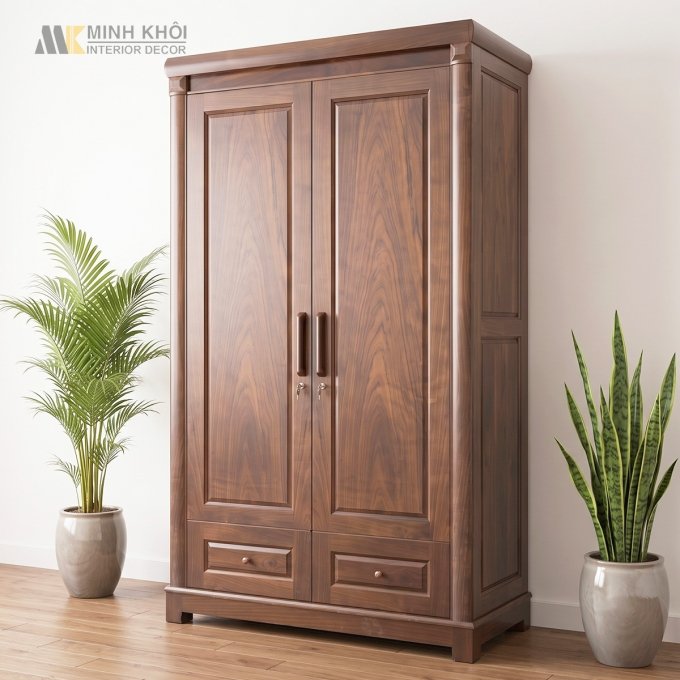 Tủ Quần Áo 2 Cánh Màu Tối Hiện Đại – TA859