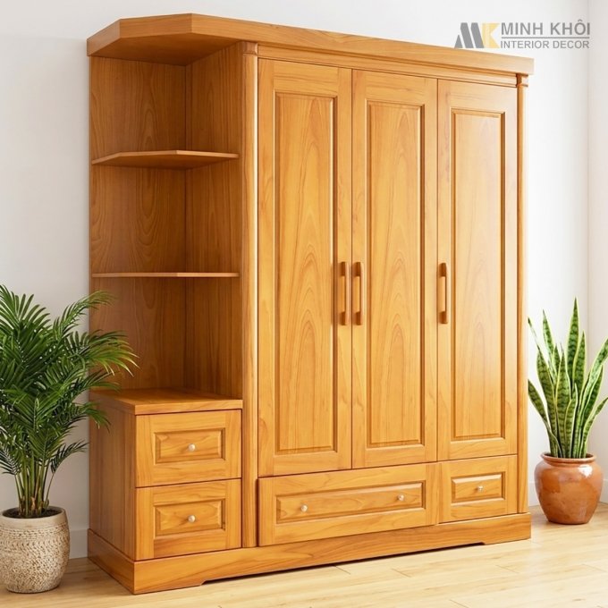 Tủ Quần Áo 3 Cánh Có Kệ Trang Trí - TA277
