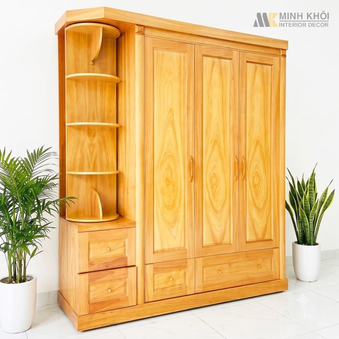 Tủ Quần Áo 3 Cánh Có Kệ Trang Trí Xoay - TA212