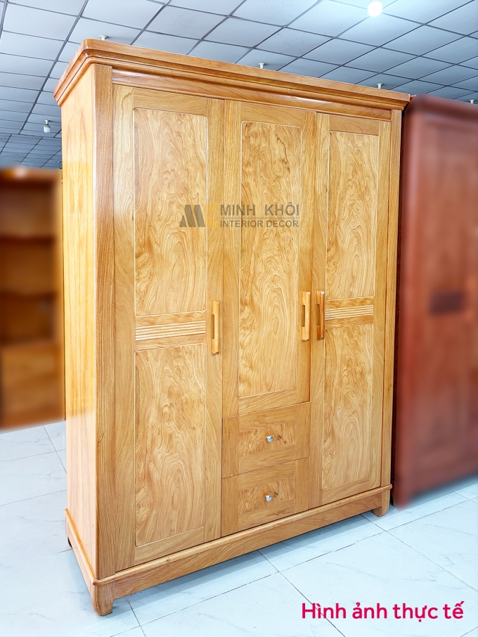 Tủ Quần Áo 3 Cánh Gỗ Gõ Đỏ Hiện Đại – TA936