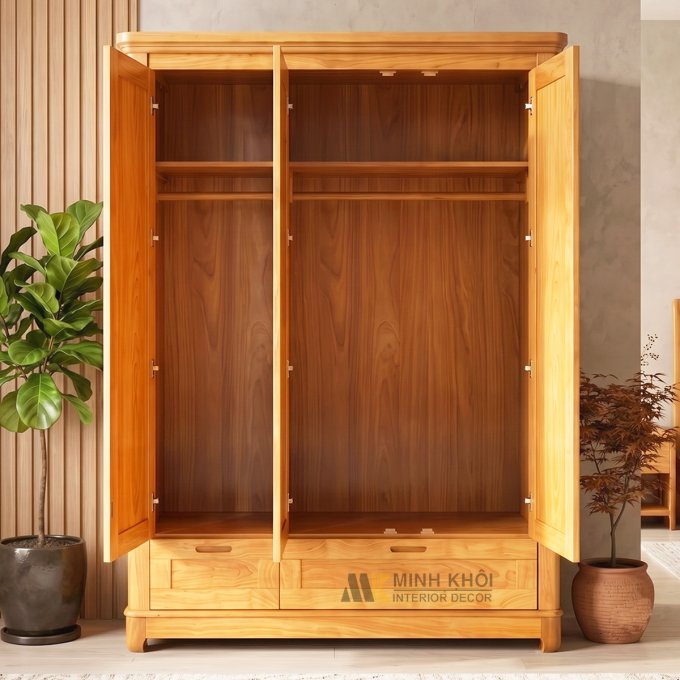 Tủ Quần Áo 3 Cánh Hiện Đại Tay Nắm Âm - TA968