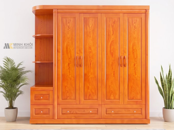 Tủ Quần Áo 4 Cánh Có Kệ Trang Trí - TA922