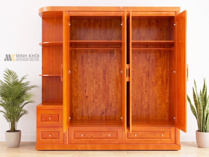 Tủ Quần Áo 4 Cánh Có Kệ Trang Trí - TA922