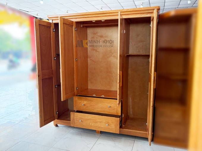 Tủ Quần Áo 4 Cánh Gỗ Gõ Đỏ Hiện Đại – TA937