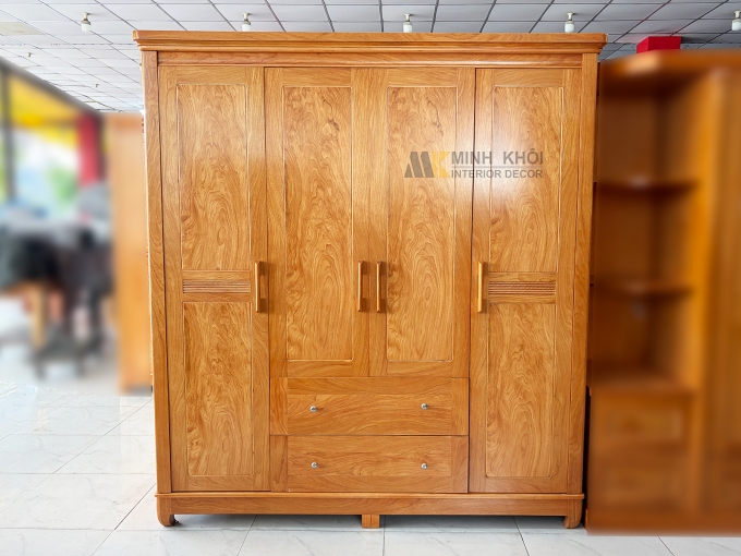 Tủ Quần Áo 4 Cánh Gỗ Gõ Đỏ Hiện Đại – TA937