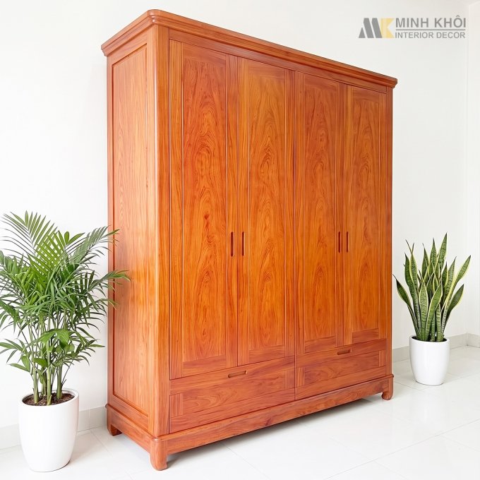 Tủ Quần Áo 4 Cánh Hiện Đại Tay Nắm Âm - TA094