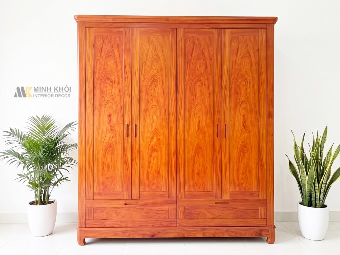 Tủ Quần Áo 4 Cánh Hiện Đại Tay Nắm Âm - TA094