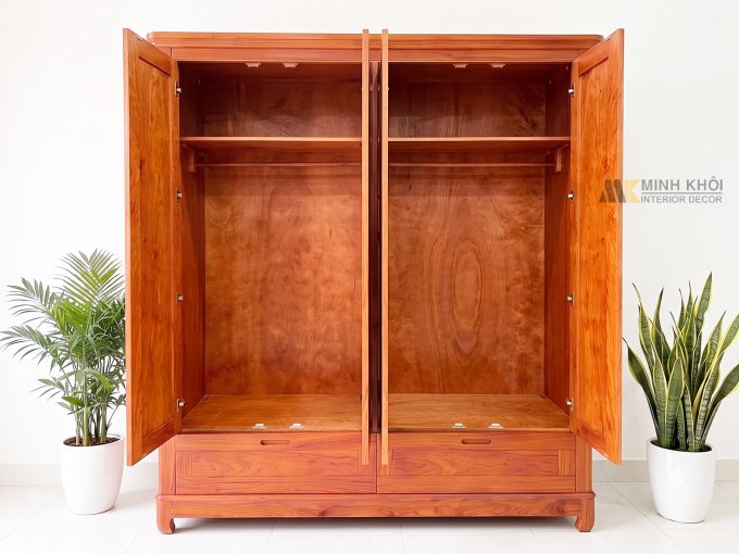 Tủ Quần Áo 4 Cánh Hiện Đại Tay Nắm Âm - TA094