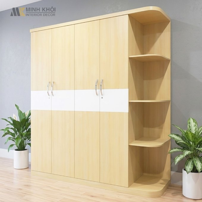 Tủ Quần Áo 4 Cánh Màu Gỗ Sồi Sang Trọng - TA605