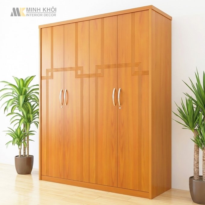 Tủ Quần Áo 4 Cánh Màu Gỗ Xoan Đào - TA625