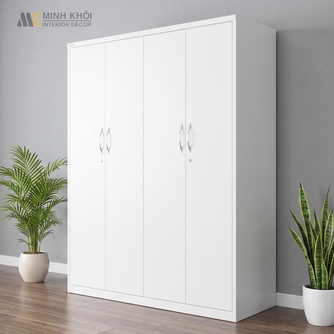 Tủ Quần Áo 4 Cánh Màu Trắng - TA913
