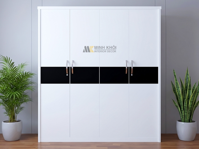 Tủ Quần Áo 4 Cánh Màu Trắng Thiết Kế Hiện Đại - TA632