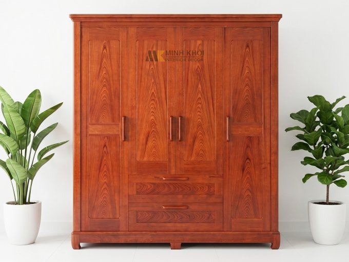 Tủ Quần Áo 4 Cánh 2 Ngăn Kéo Hiện Đại – TA935