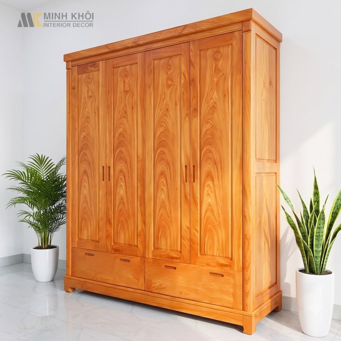 Tủ Quần Áo 4 Cánh Tay Nắm Âm Sang Trọng - TA568