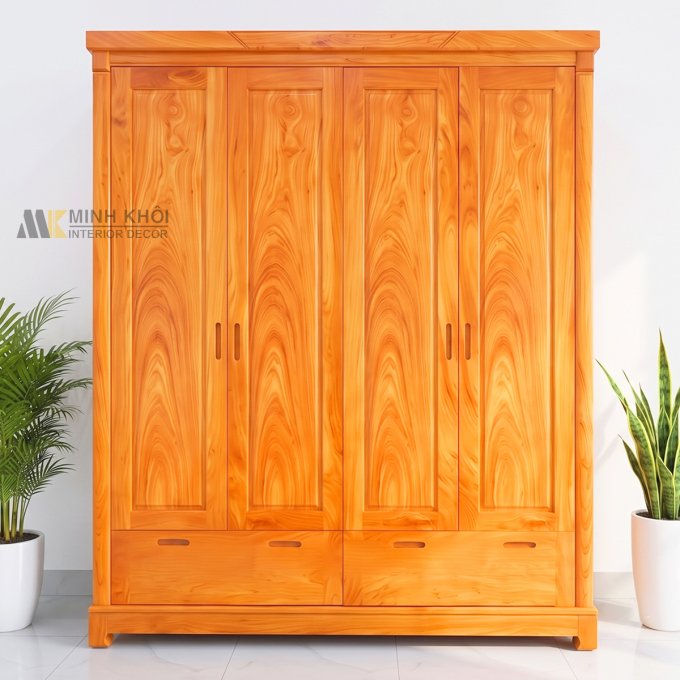Tủ Quần Áo 4 Cánh Tay Nắm Âm Sang Trọng - TA568