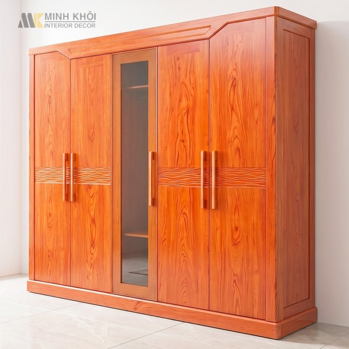 Tủ Quần Áo 5 Cánh Sóng Kính - TA227